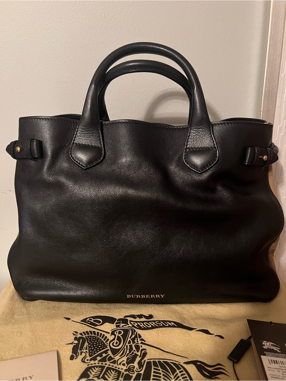 Burberry Black Leather/Fabric Bag